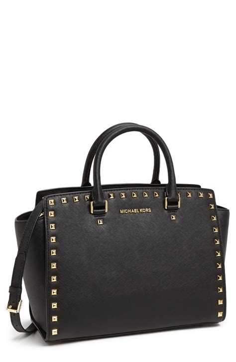 black purse plain michael kors selma tote|Michael Kors saffiano satchel.